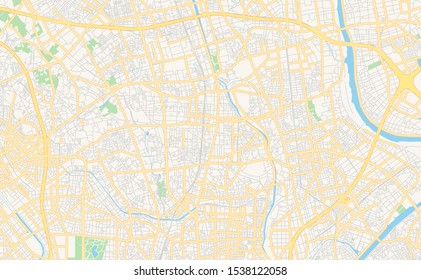 Printable street map of Soka, Prefecture Saitama, Japan. Map template for business use.
