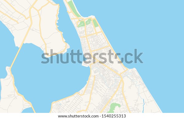 Printable Street Map Songkhla Province Songkhla Stock Vector (Royalty ...