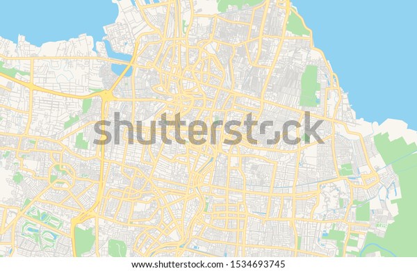 Printable Street Map Surabaya Province East Stock Vector (Royalty Free ...