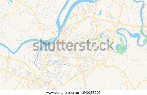 Printable Street Map Surat Thani Province Stock Vector (Royalty Free ...