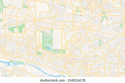 Printable Street Map Of Tachikawa, Prefecture Tokyo, Japan. Map Template For Business Use.