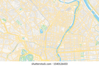 Printable street map of Taito, Prefecture Tokyo, Japan. Map template for business use.