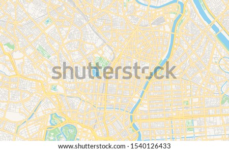 Printable street map of Taito, Prefecture Tokyo, Japan. Map template for business use.