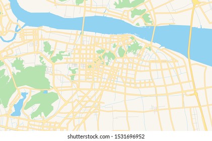 Printable street map of Taizhou, Province Zhejiang, China. Map template for business use.