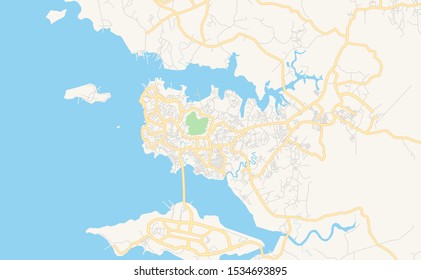 Printable street map of Tanjung Pinang, Province Kepulauan Riau, Indonesia. Map template for business use.