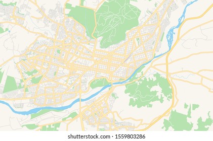 Printable street map of  Temuco, Chile. Map template for business use.