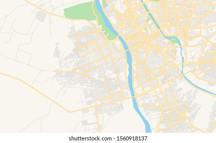 Printable street map of  Timon, Brazil. Map template for business use.