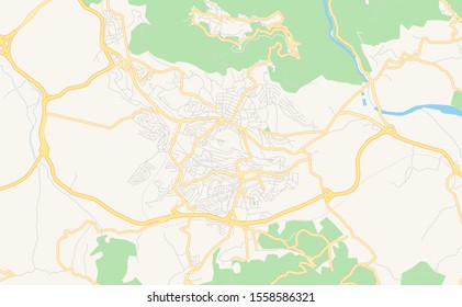 Printable street map of Tizi Ouzou, Algeria. Map template for business use.