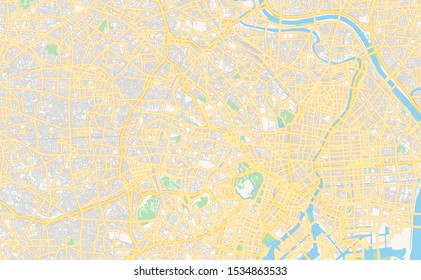 Printable street map of Tokyo, Prefecture Special wards of Tokyo, Japan. Map template for business use.