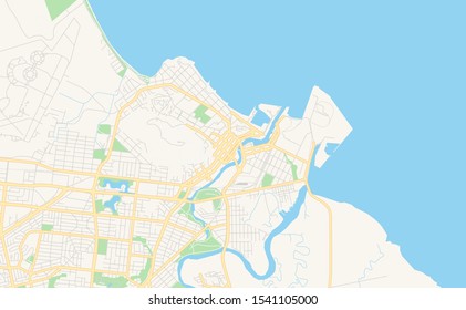 Printable Street Map Of Townsville, Australia. Map Template For Business Use.