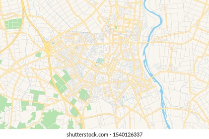 Printable street map of Tsuruoka, Prefecture Yamagata, Japan. Map template for business use.