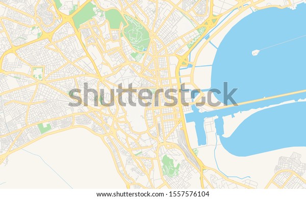 Printable Street Map Tunis Tunisia Map Stock Vector (Royalty Free ...