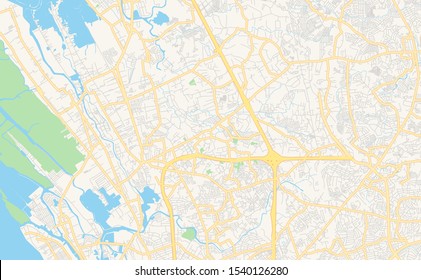 Printable street map of Valenzuela, Philippines. Map template for business use.