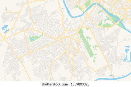 Printable street map of  Varzea Grande, Brazil. Map template for business use.