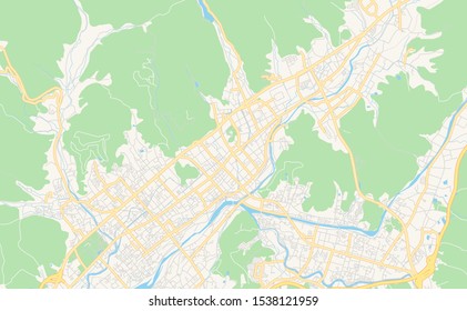 Printable street map of Yamaguchi, Prefecture Yamaguchi, Japan. Map template for business use.