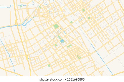 Printable street map of Yancheng, Province Jiangsu, China. Map template for business use.