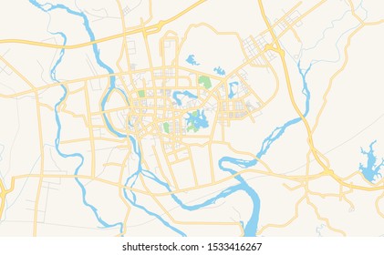 Printable street map of Yangjiang, Province Guangdong, China. Map template for business use.