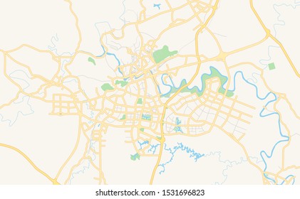 Printable street map of Zigong, Province Sichuan, China. Map template for business use.