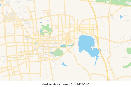 Printable street map of Zoucheng, Province Shandong, China. Map template for business use.