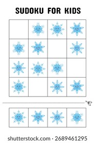 Atividade Sudoku imprimível para crianças com floco de neve