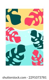 Printable summer wall decoration poster. Colorful summer beach poster background for wall decor
