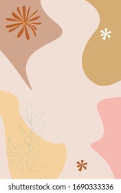 Plantilla imprimible con formas geométricas abstractas, textura estética natural, tonos cálidos pastel. Plantilla moderna de diseño gráfico para afiches
