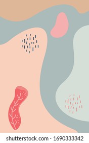 Printable template with abstract geometric shapes, nature aesthetic texture, pastel warm tones. Modern trendy graphic design template for poster