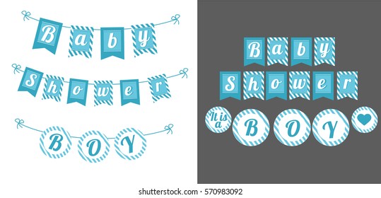 Printable template flags. Banner Baby Shower Party. It's a boy.
