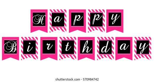 Printable Template Flags Happy Birthday Banner Stock Vector (Royalty ...