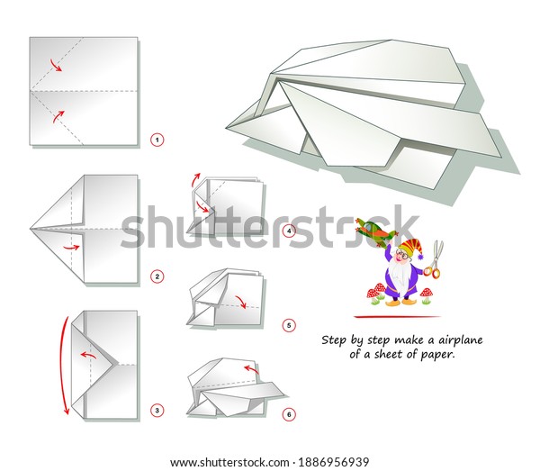 Printable Template Kids Instructions Folding Paper Stock Vector ...