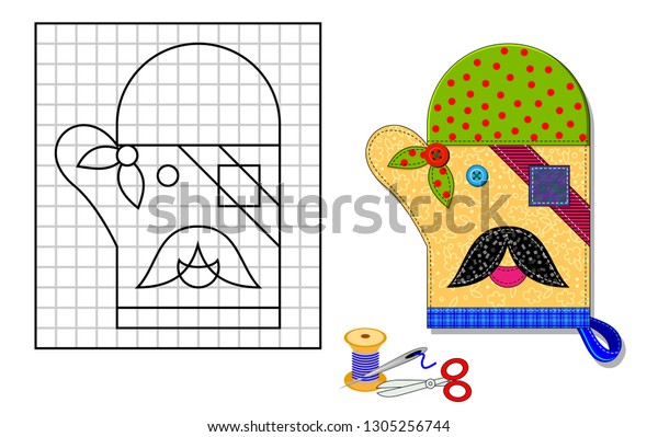 Printable Template Pattern Kitchen Mitten Portrait Stock Vector ...
