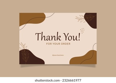 Printable Thank You Card Brown Aesthetic Design Template. Suitable For Online Business Fashion, Beauty, Cosmetic, Food Cake, Etc