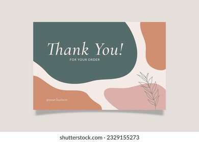 Printable Thank You Card Green Pink Aesthetic Design Template. Suitable For Small Online Business Purchase Fashion, Beauty, Cosmetic, Food Cake, Etc