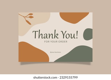 Printable Thank You Card Green Orange Aesthetic Design Template. Suitable For Small Online Business Purchase Fashion, Beauty, Cosmetic, Food Cake, Etc