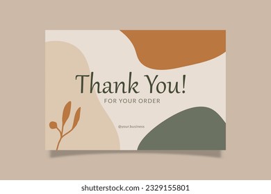 Printable Thank You Card Green Orange Aesthetic Design Template. Suitable For Small Online Business Purchase Fashion, Beauty, Cosmetic, Food Cake, Etc