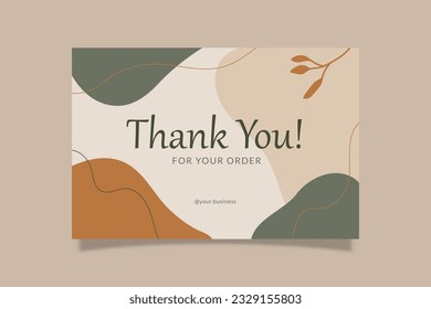 Printable Thank You Card Green Orange Aesthetic Design Template. Suitable For Small Online Business Purchase Fashion, Beauty, Cosmetic, Food Cake, Etc