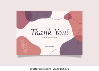 Printable Thank You Card Purple Vivid Aesthetic Design Template. Suitable For Small Online Business Purchase Fashion, Beauty, Cosmetic, Food Cake, Etc