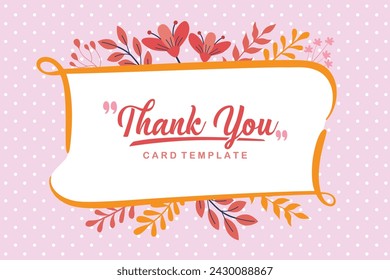 Printable Thank You Card Template Floral Flower Vector Design