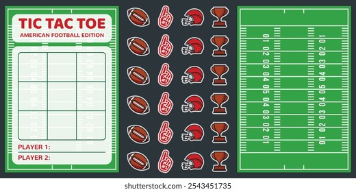 Printable Tic Tac Toe with Amercian Football Theme Paper Game