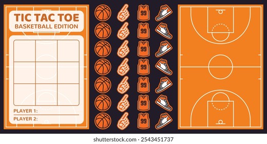 Printable Tic Tac Toe with Basketball Theme Paper Game