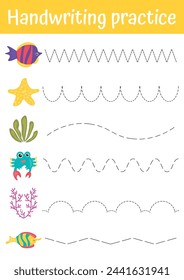 Printable tracing worksheet, handwriting practice for preschoolers, toddlers, kindergarten, homeschooling. Toddler busy book page. Educational game, early writing practice. Teacher resources