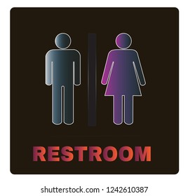 Printable unisex Restroom sign with multi color, Vector illustration.