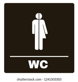 Printable unisex WC sign, Vector illustration.