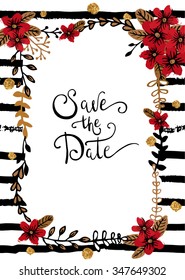 Printable universal card template with flowers. Romantic background.