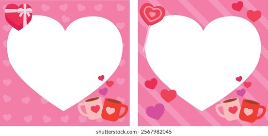 Printable Valentine's Day photo frames Happy Valentine's day photo booth prop. Vector illustration