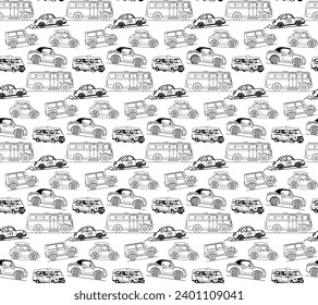 Printable vector cars pattern style flat design