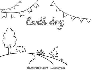 Printable Vector Earth Day Coloring Page With Lettering