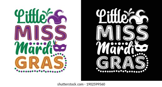 Printable Vector Illustration Little Miss Mardi Gras