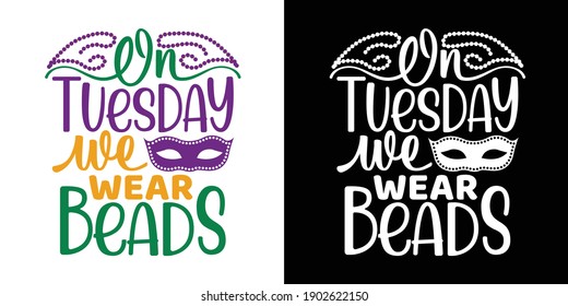 Printable Vector Illustration On Tuesday We Wear Beads