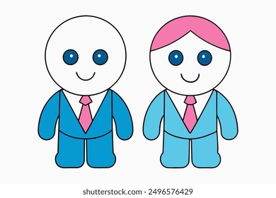 "Ilustraciones vectoriales imprimibles de gente de negocios en estilos de dibujos animados, Clipart y líneas de arte".






